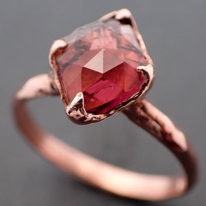 Fancy cut red Tourmaline Rose Gold Ring Gemstone Solitaire recycled 14k statement cocktail statement 3340