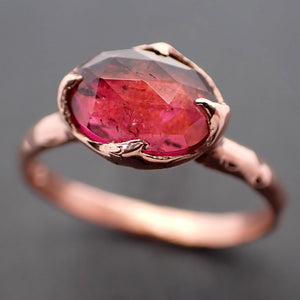 Fancy cut red Tourmaline Rose Gold Ring Gemstone Solitaire recycled 14k statement cocktail statement 3339