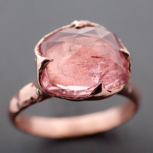Fancy cut pink Tourmaline Rose Gold Ring Gemstone Solitaire recycled 14k statement cocktail statement 3342