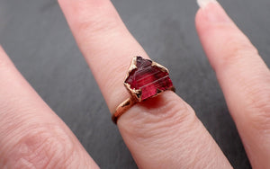 Raw Pink Tourmaline Rose Gold Ring Rough Uncut  Pink Gemstone Promise engagement wedding recycled 14k Size stacking byAngeline 3380