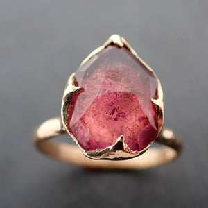 Fancy cut pink Tourmaline Gold Ring Gemstone Solitaire recycled 18k yellow gold statement cocktail statement 3367