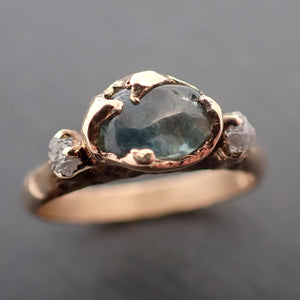 Sapphire tumbled yellow 14k gold Multi stone blue green tumbled gemstone ring 3432
