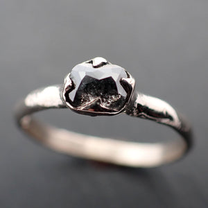 Fancy cut salt and pepper Diamond Solitaire Engagement 14k White Gold Wedding Ring 3433