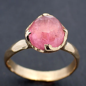 Fancy cut pink Tourmaline Gold Ring Gemstone Solitaire recycled 18k yellow gold statement cocktail statement 3443