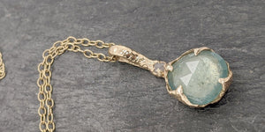 Fancy cut Tourmaline and rough diamond 14k gold Pendant green Gemstone Necklace gemstone Jewelry byAngeline 2088