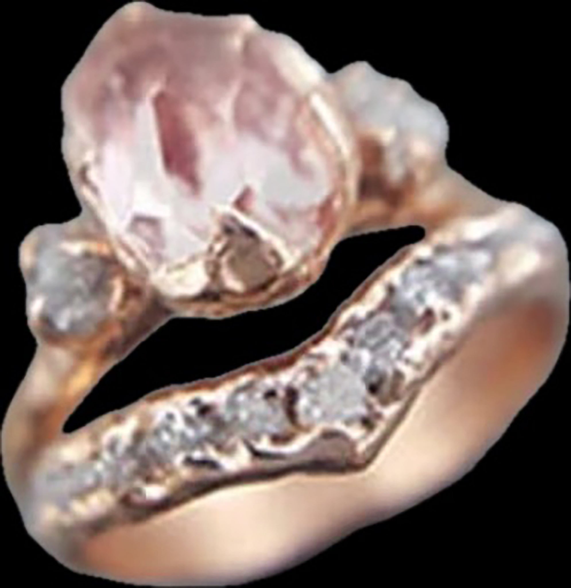 Brian - Cut Pink Tourmaline Rough diamond Rose Gold Engagement Ring V Contour Wedding Band Custom CBrian