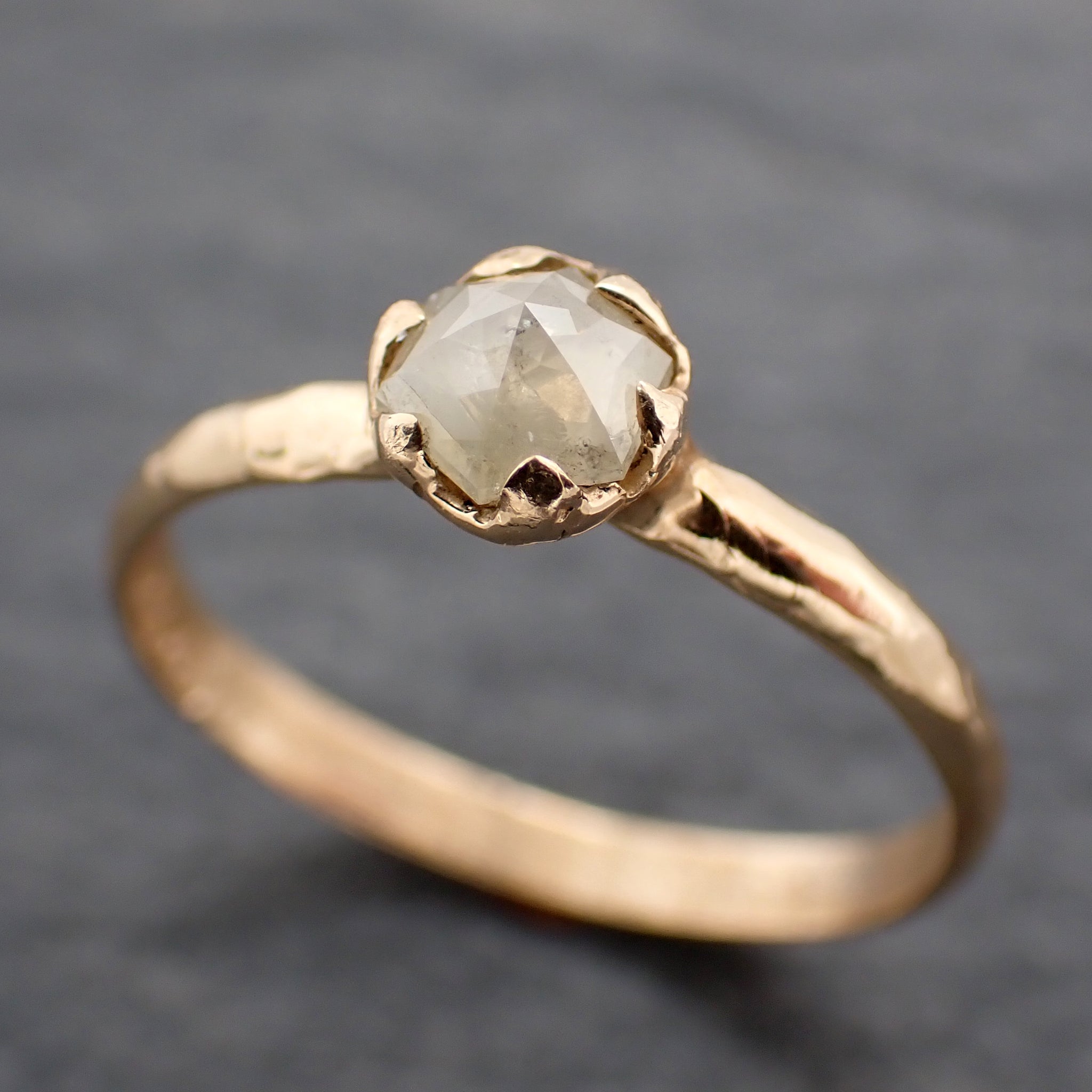 Fancy cut white Diamond Solitaire Engagement 14k yellow Gold Wedding Ring byAngeline 0817