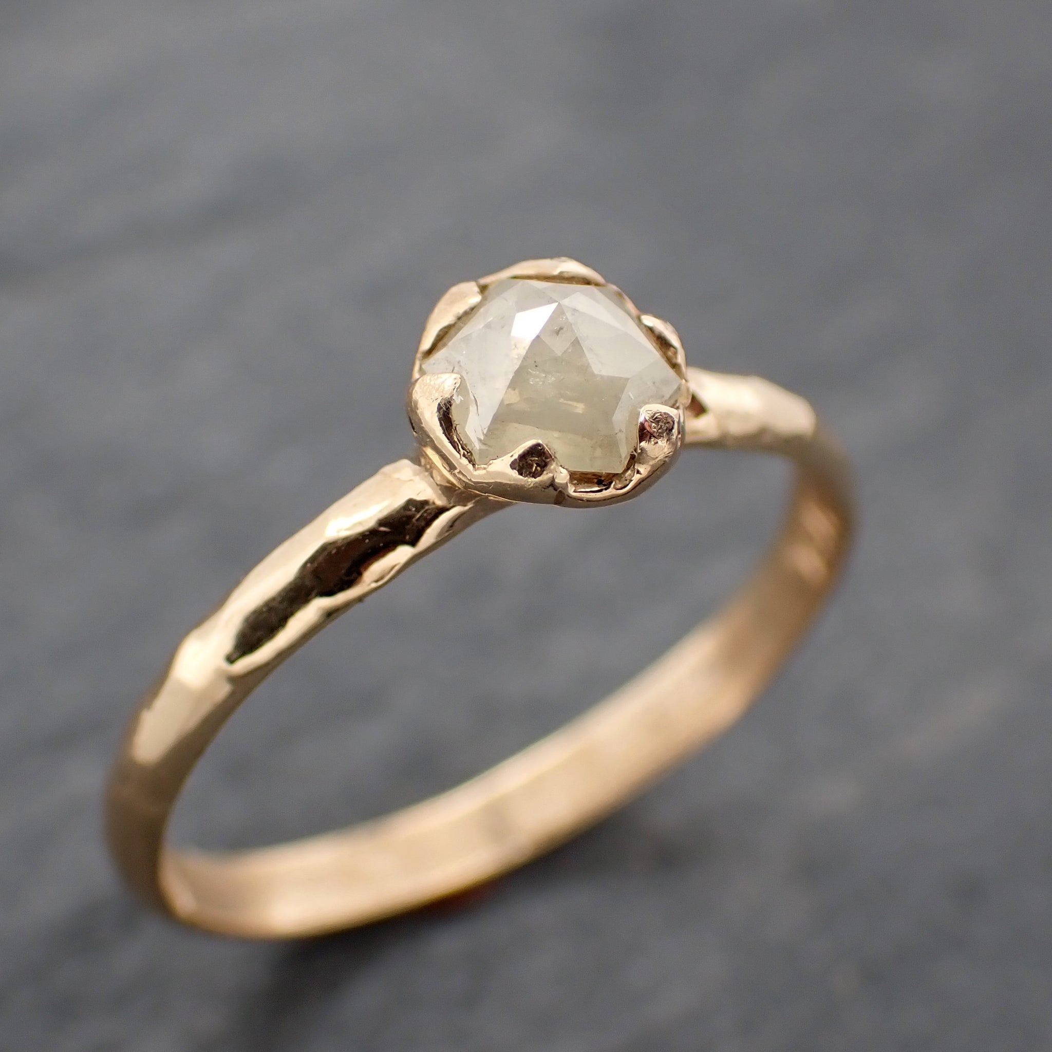 Fancy cut white Diamond Solitaire Engagement 14k yellow Gold Wedding Ring byAngeline 0817