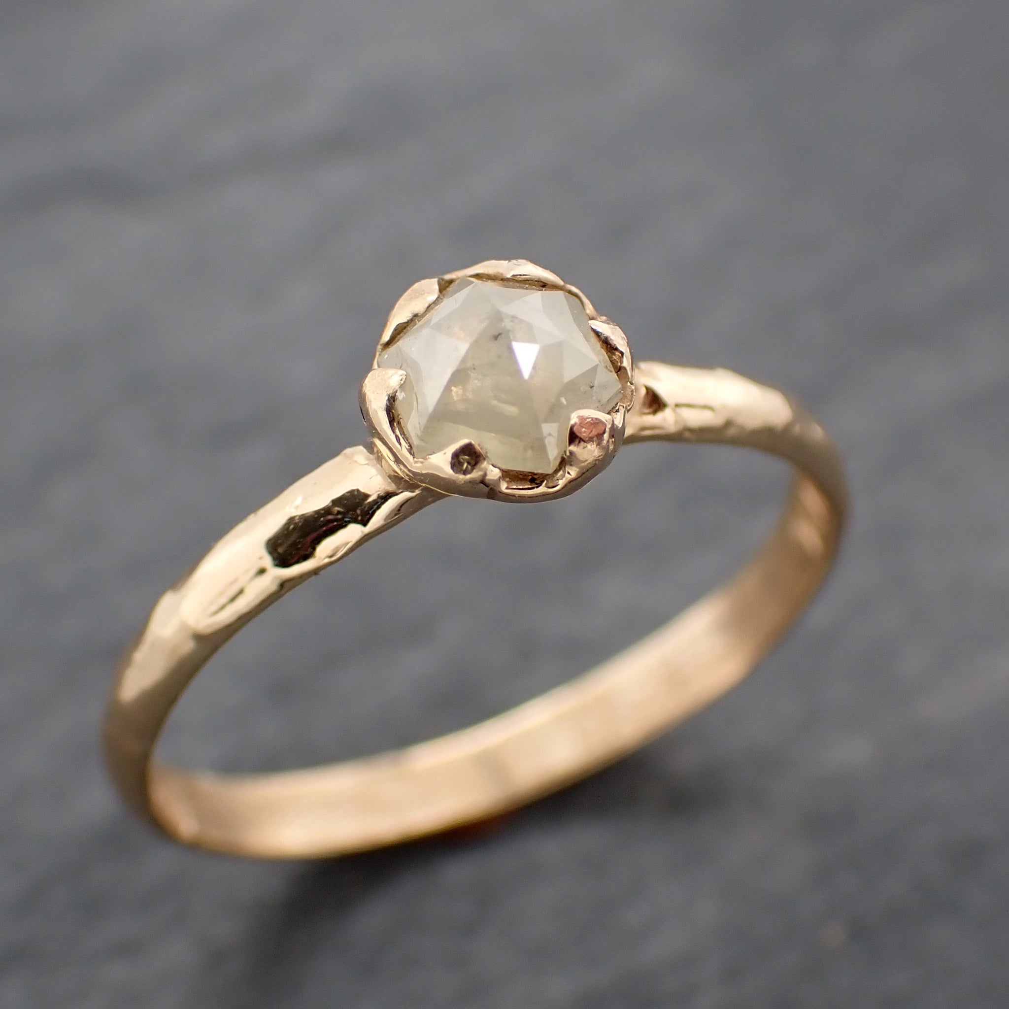Fancy cut white Diamond Solitaire Engagement 14k yellow Gold Wedding Ring byAngeline 0817