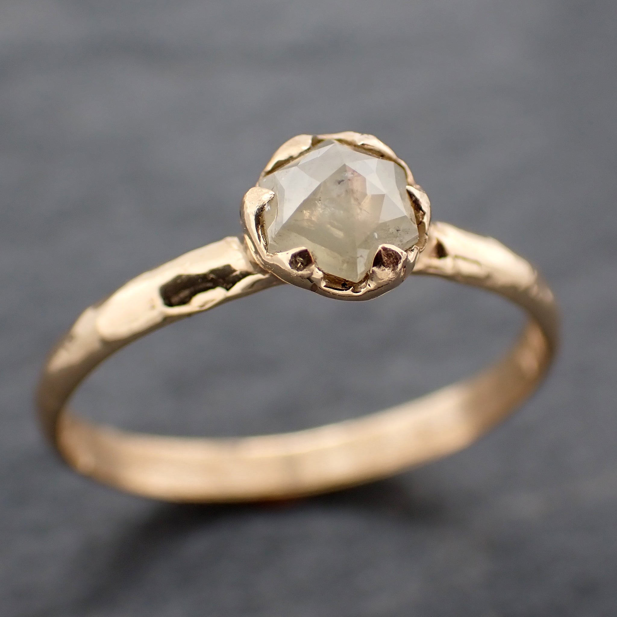 Fancy cut white Diamond Solitaire Engagement 14k yellow Gold Wedding Ring byAngeline 0817