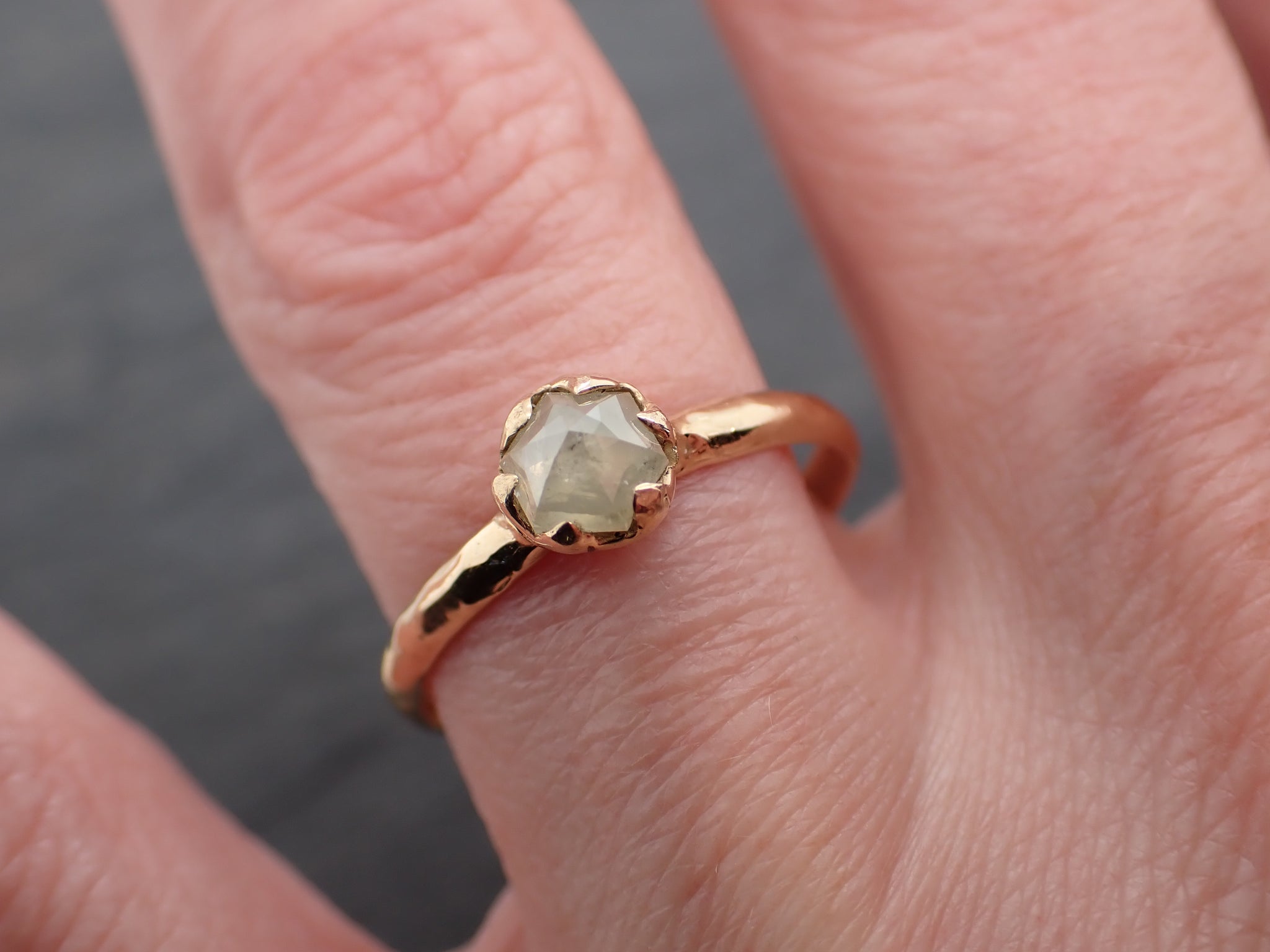 Fancy cut white Diamond Solitaire Engagement 14k yellow Gold Wedding Ring byAngeline 0817