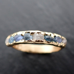 raw montana sapphires women's wedding band custom one of a kind blue montana gemstone ring multi stone ring byangeline c0558_blue Alternative Engagement