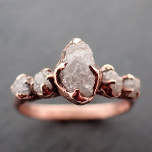 Raw Diamond Rose gold Engagement Ring multi stone diamond Wedding Ring Rough Diamond Ring byAngeline 3411