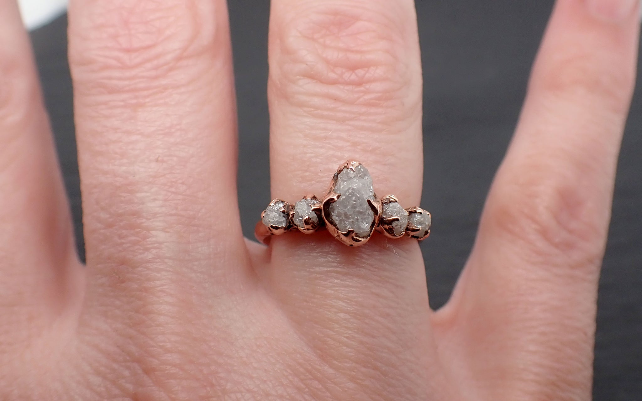 raw diamond rose gold engagement ring multi stone diamond wedding ring rough diamond ring byangeline 3411 Alternative Engagement