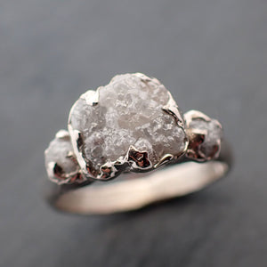 Rough Diamond 14k white gold Engagement Multi stone Wedding Ring byAngeline 3414