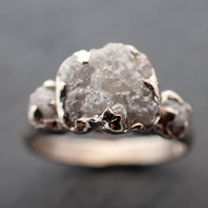 rough diamond 14k white gold engagement multi stone wedding ring byangeline 3414 Alternative Engagement