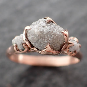 Raw Rough Diamond Engagement Stacking Multi stone Wedding anniversary 14k Gold Ring Rustic c2553