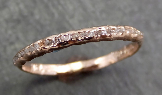 Raw Rough Uncut Diamond Wedding Band 14k Rose Gold Diamond Wedding Ring byAngeline C0651