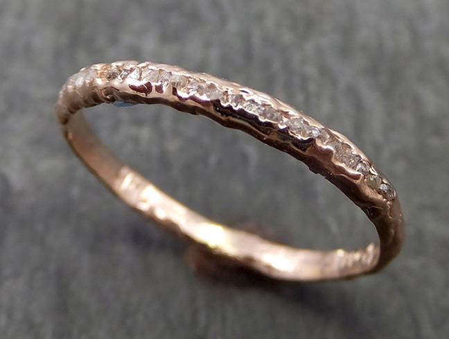 Raw Rough Uncut Diamond Wedding Band 14k Rose Gold Diamond Wedding Ring byAngeline C0651