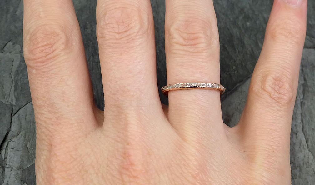 Raw Rough Uncut Diamond Wedding Band 14k Rose Gold Diamond Wedding Ring byAngeline C0651