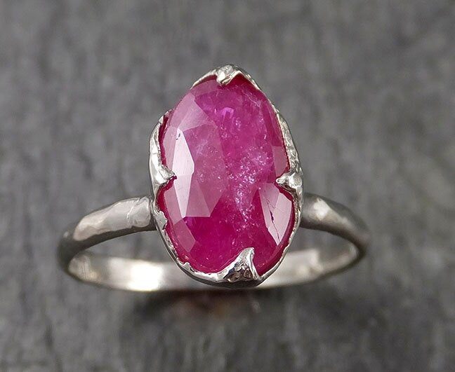 Fancy cut Burma Ruby Yellow Gold Ring Gemstone Solitaire recycled 18k statement cocktail statement 1554