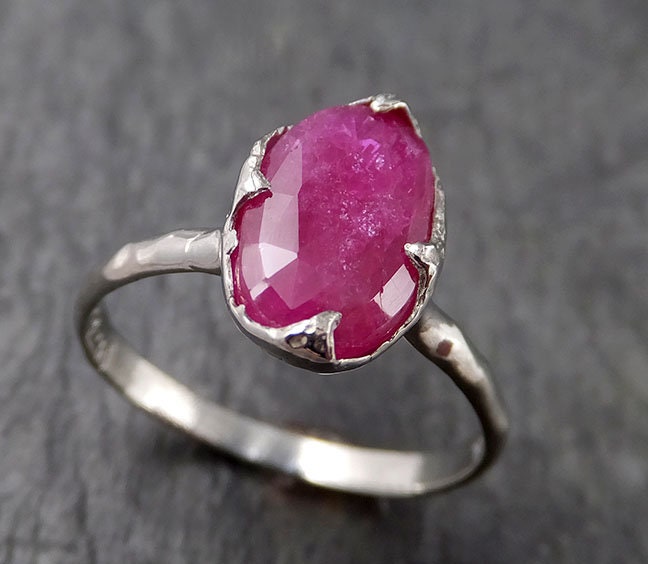Fancy cut Burma Ruby Yellow Gold Ring Gemstone Solitaire recycled 18k statement cocktail statement 1554
