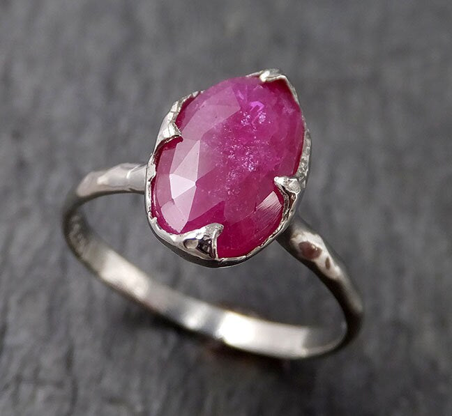 Fancy cut Burma Ruby Yellow Gold Ring Gemstone Solitaire recycled 18k statement cocktail statement 1554
