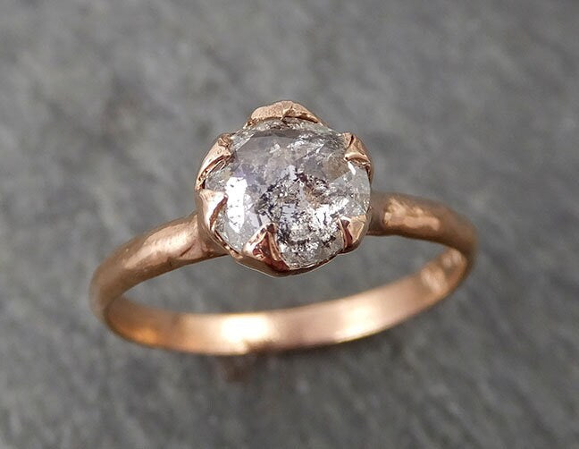 Faceted Fancy cut white Diamond Solitaire Engagement 14k Rose Gold Wedding Ring byAngeline 1713