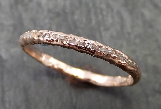 Raw Rough Uncut Diamond Wedding Band 14k Rose Gold Diamond Wedding Ring byAngeline C0651
