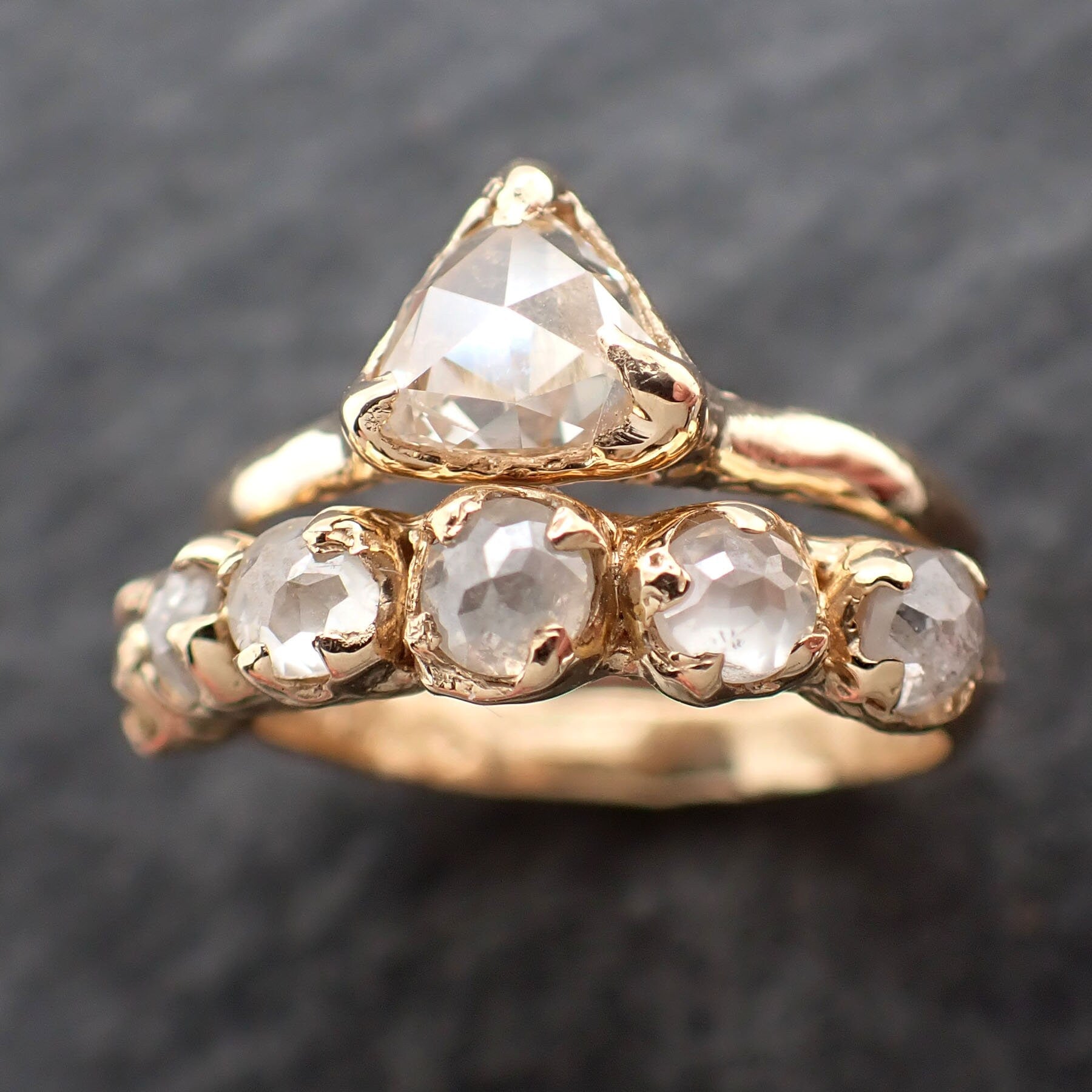 Fancy cut white Diamond Solitaire Engagement 14k yellow Gold Wedding Ring byAngeline 2601