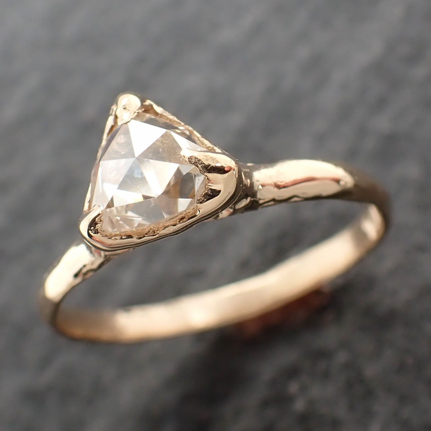 Fancy cut white Diamond Solitaire Engagement 14k yellow Gold Wedding Ring byAngeline 2601