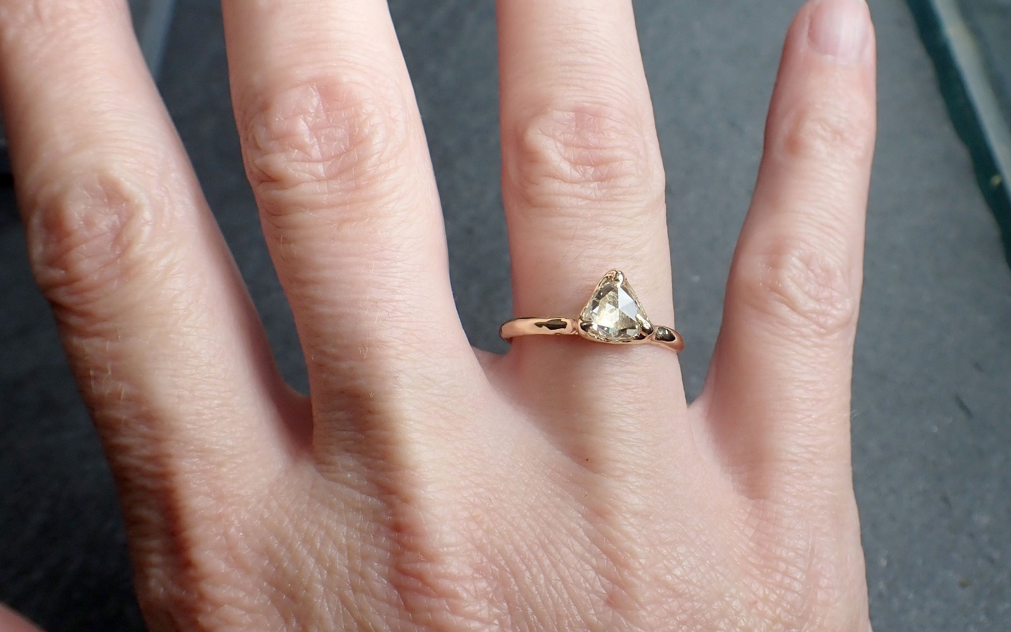 Fancy cut white Diamond Solitaire Engagement 14k yellow Gold Wedding Ring byAngeline 2601