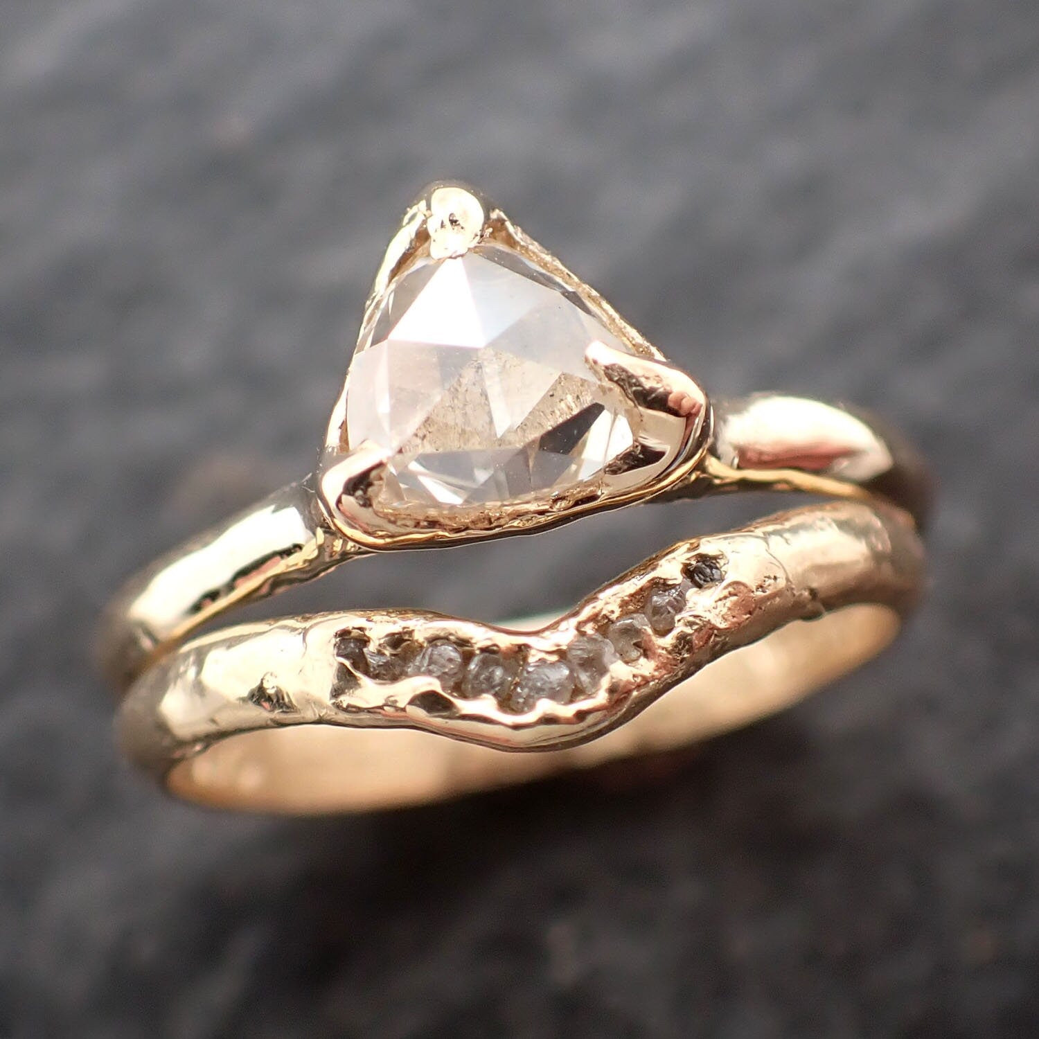 Fancy cut white Diamond Solitaire Engagement 14k yellow Gold Wedding Ring byAngeline 2601