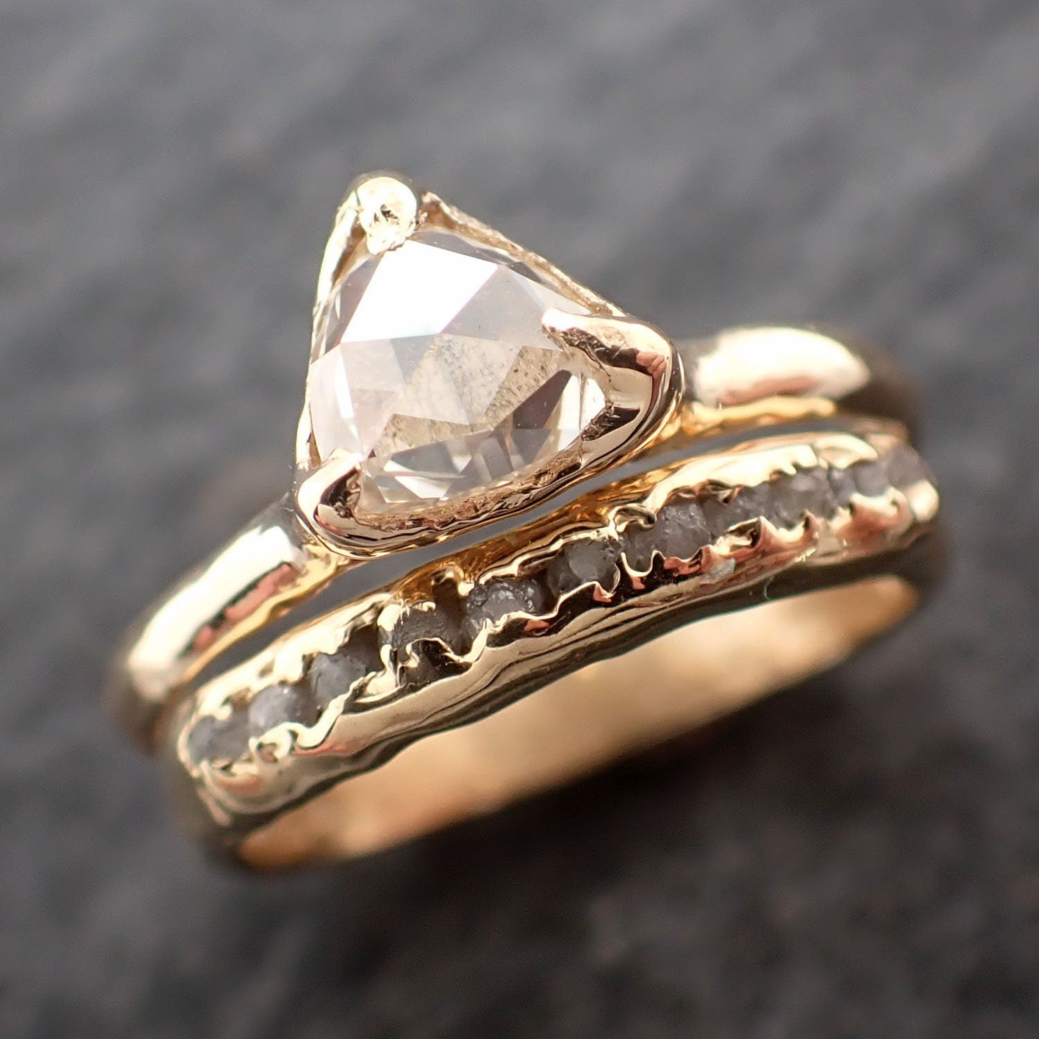 Fancy cut white Diamond Solitaire Engagement 14k yellow Gold Wedding Ring byAngeline 2601