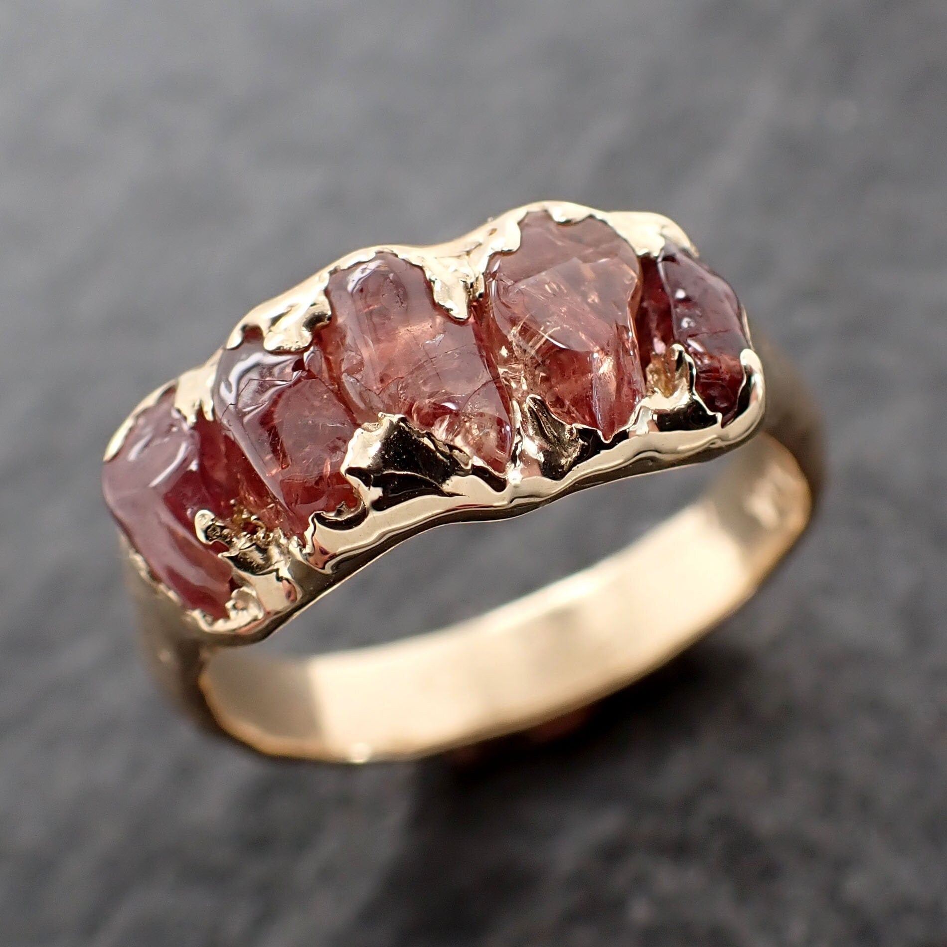 Sapphire tumbled orange tumbled yellow 18k gold gemstone band 2655