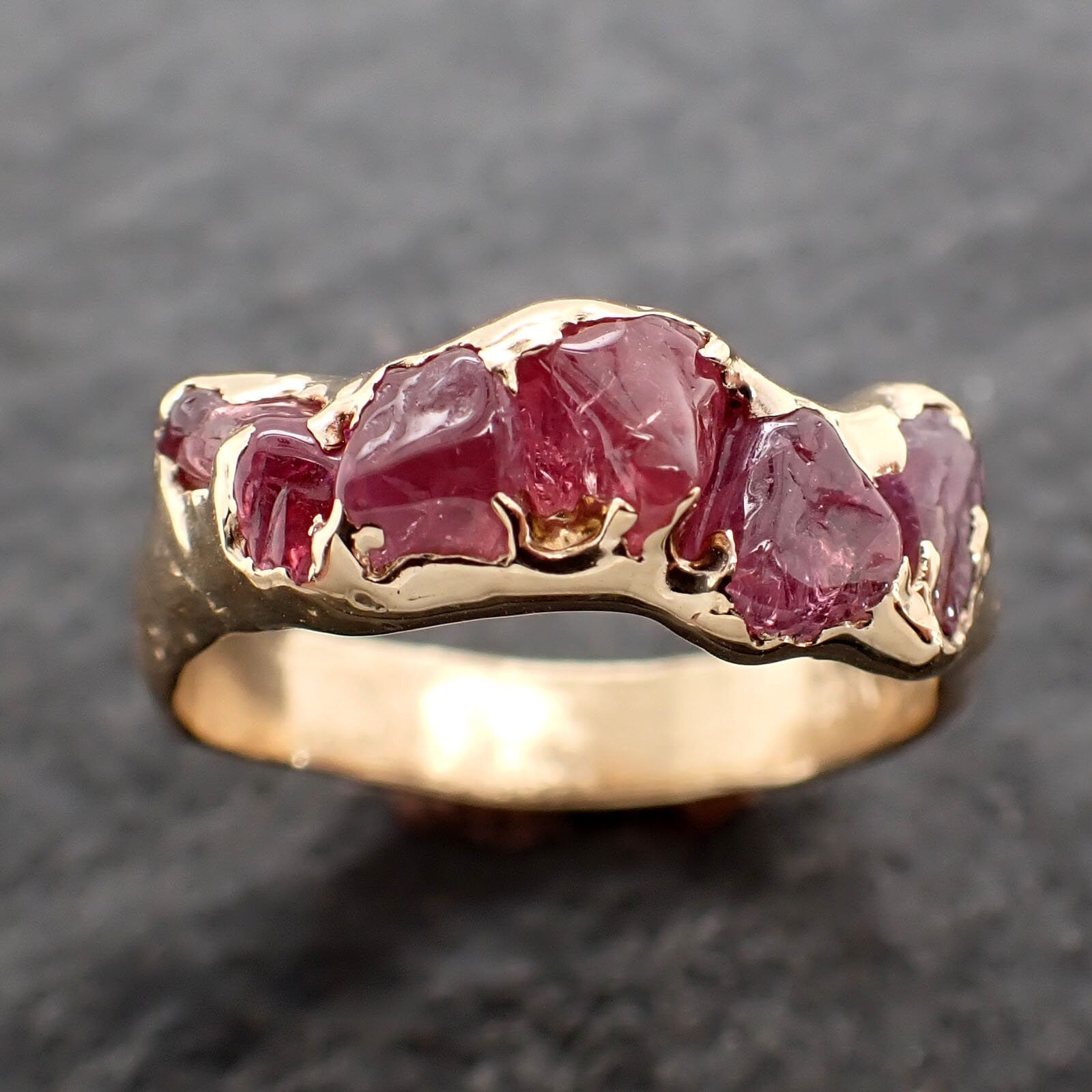 Sapphire tumbled pink tumbled yellow 18k gold multi stone gemstone band 2656