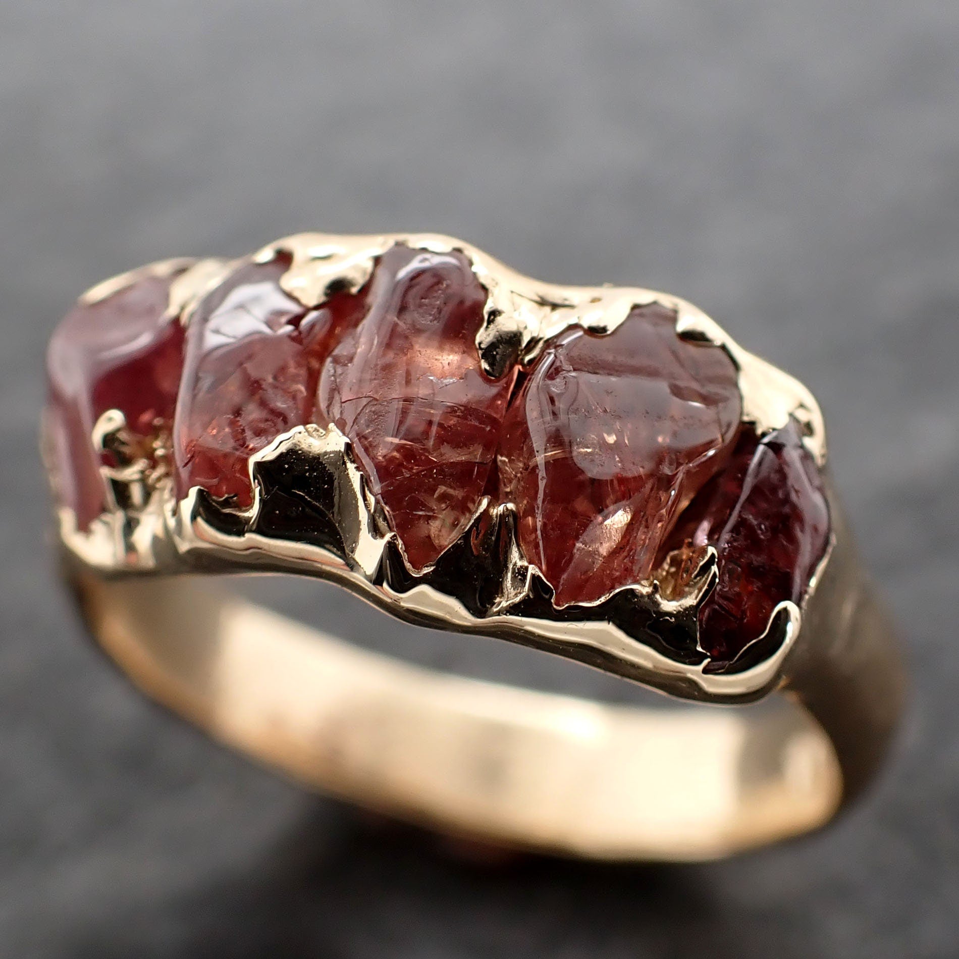 Sapphire tumbled orange tumbled yellow 18k gold gemstone band 2655