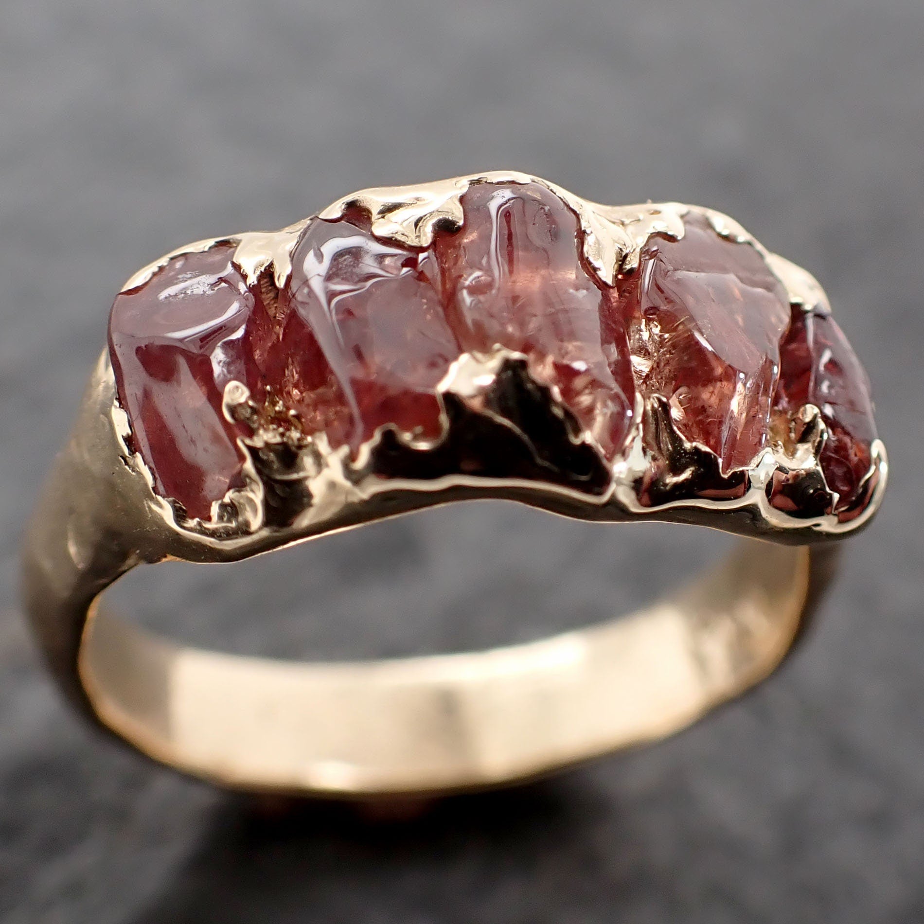 Sapphire tumbled orange tumbled yellow 18k gold gemstone band 2655