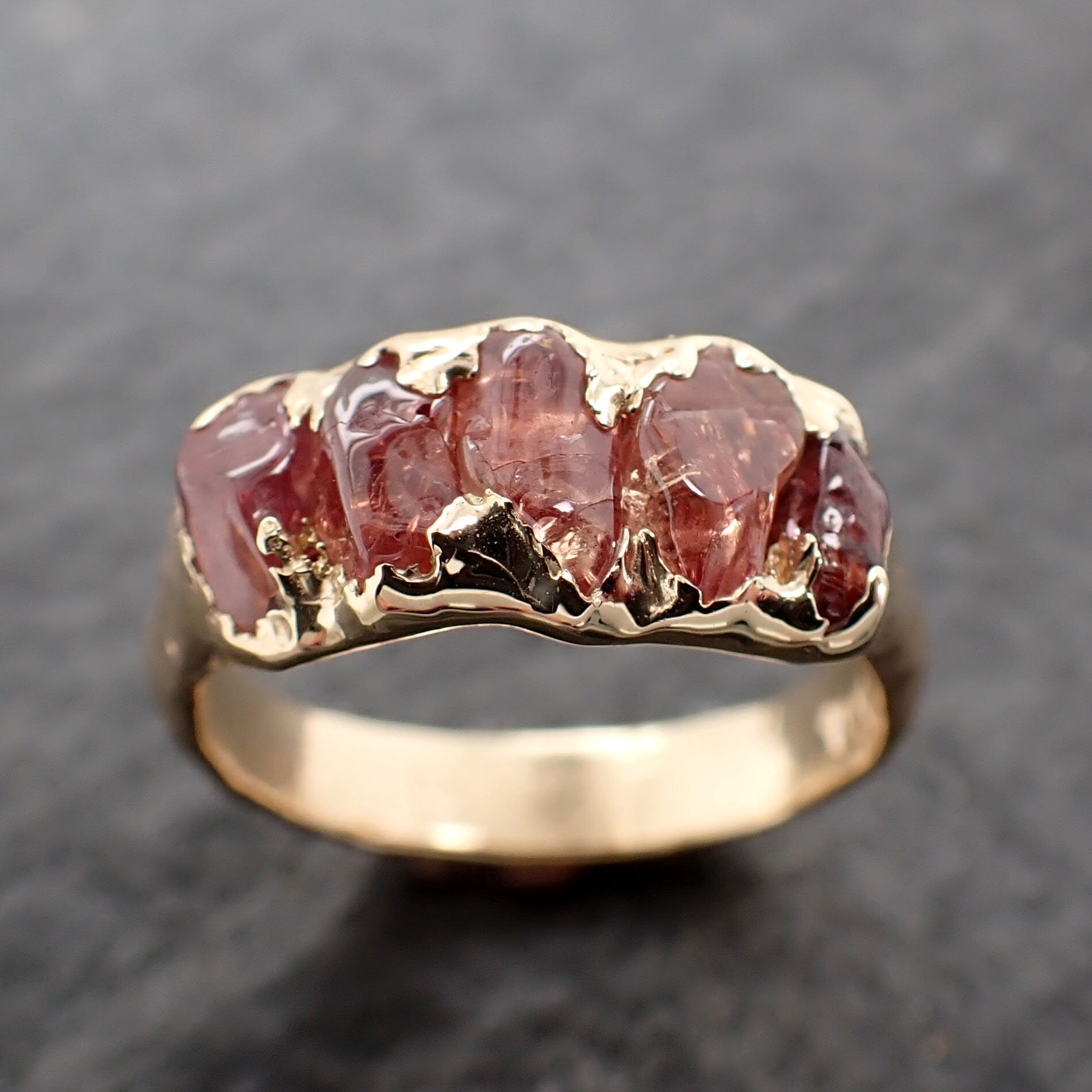 Sapphire tumbled orange tumbled yellow 18k gold gemstone band 2655