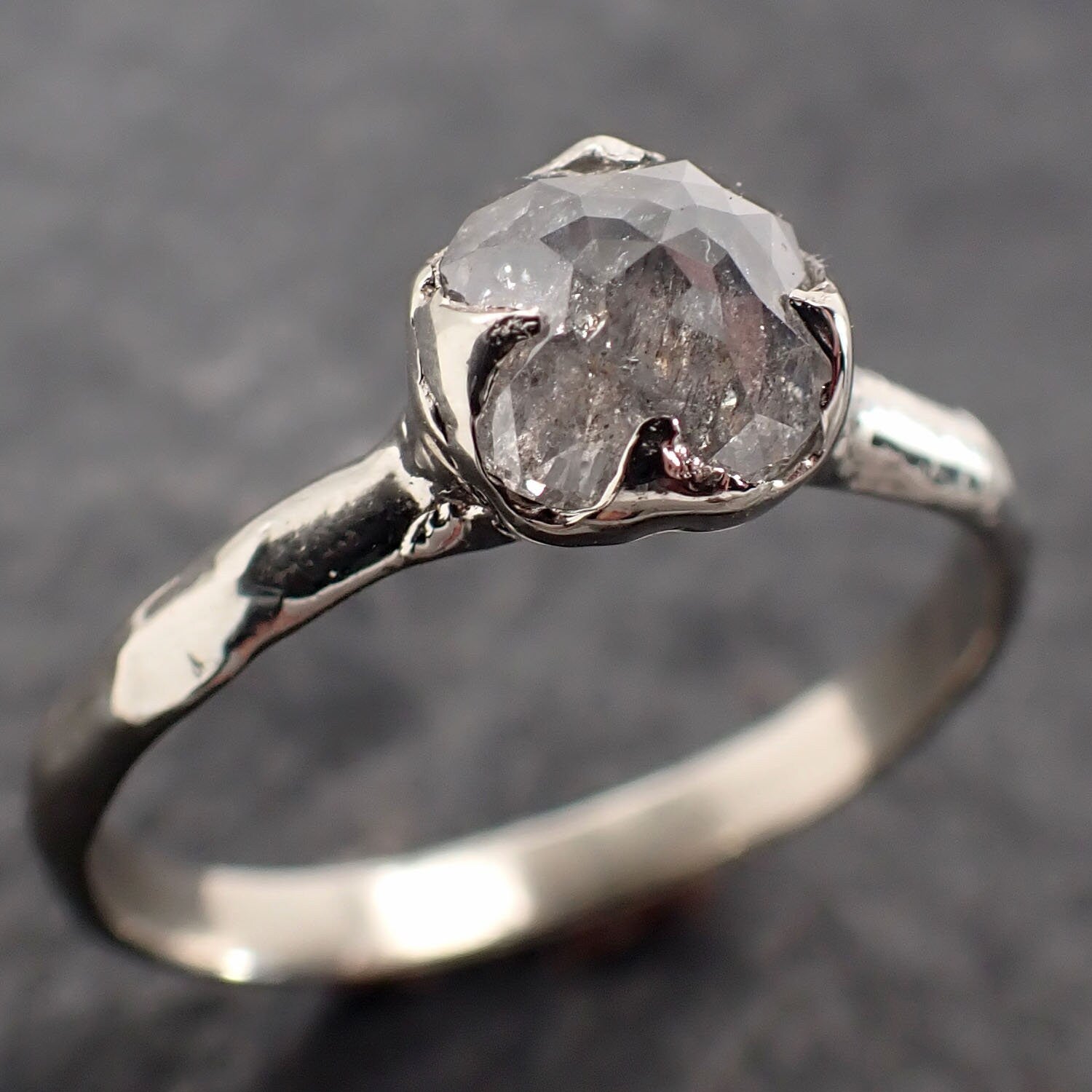 Fancy cut White Diamond Solitaire Engagement 18k White Gold Wedding Ring byAngeline 2776