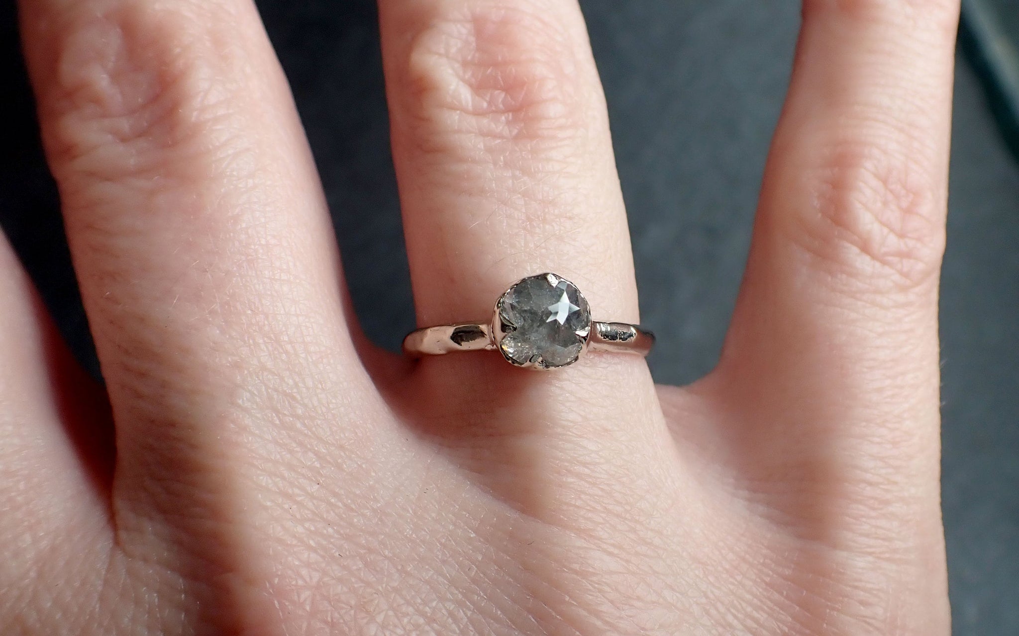 Fancy cut White Diamond Solitaire Engagement 18k White Gold Wedding Ring byAngeline 2776