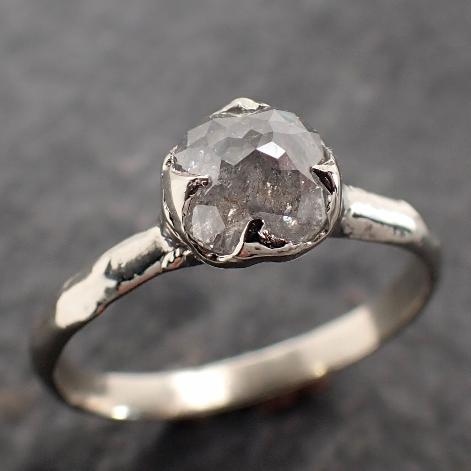 Fancy cut White Diamond Solitaire Engagement 18k White Gold Wedding Ring byAngeline 2776