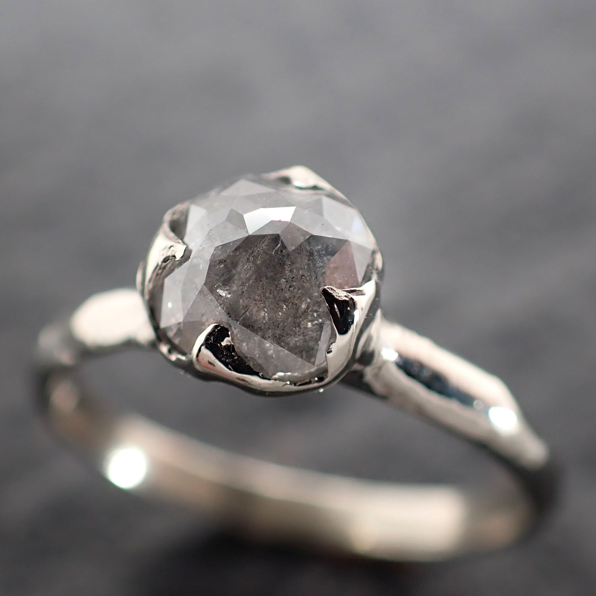 Fancy cut White Diamond Solitaire Engagement 18k White Gold Wedding Ring byAngeline 2776