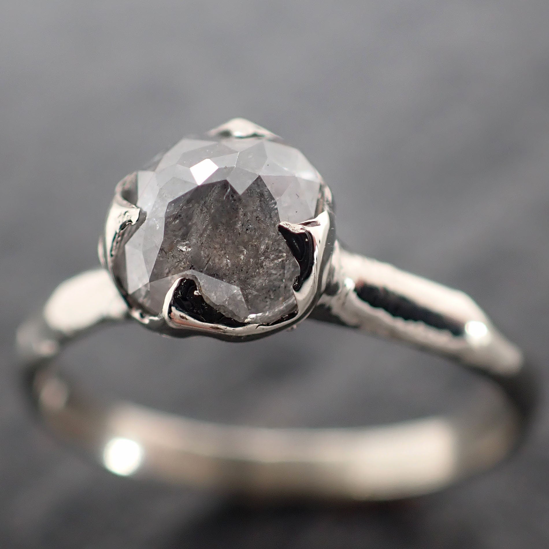 Fancy cut White Diamond Solitaire Engagement 18k White Gold Wedding Ring byAngeline 2776