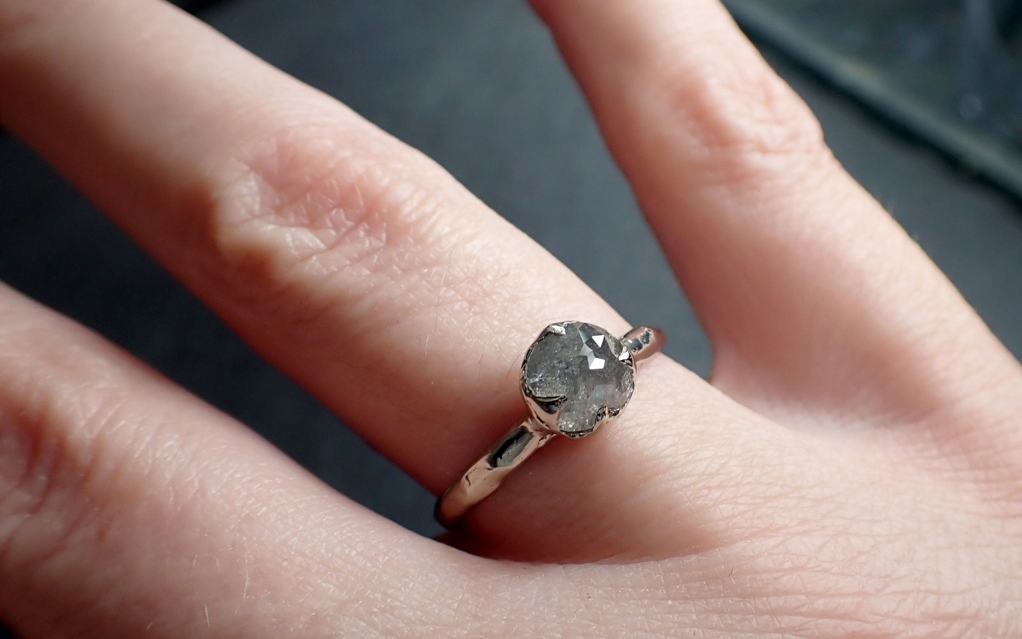 Fancy cut White Diamond Solitaire Engagement 18k White Gold Wedding Ring byAngeline 2776