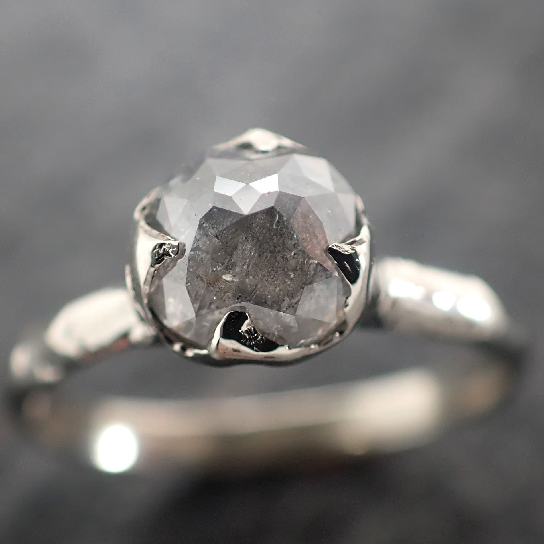 Fancy cut White Diamond Solitaire Engagement 18k White Gold Wedding Ring byAngeline 2776