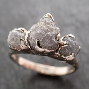rough diamond 14k white gold engagement multi stone wedding ring byangeline c2905_B Alternative Engagement