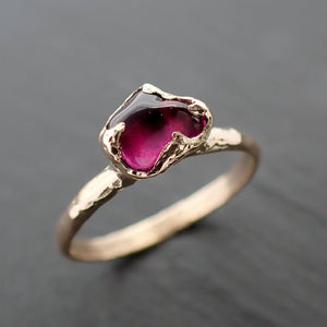 Garnet tumbled red 14k Rose gold Solitaire gemstone ring 3485