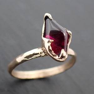 Garnet tumbled red 14k Rose gold Solitaire gemstone ring 3484