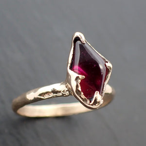 Garnet tumbled red 14k Rose gold Solitaire gemstone ring 3484